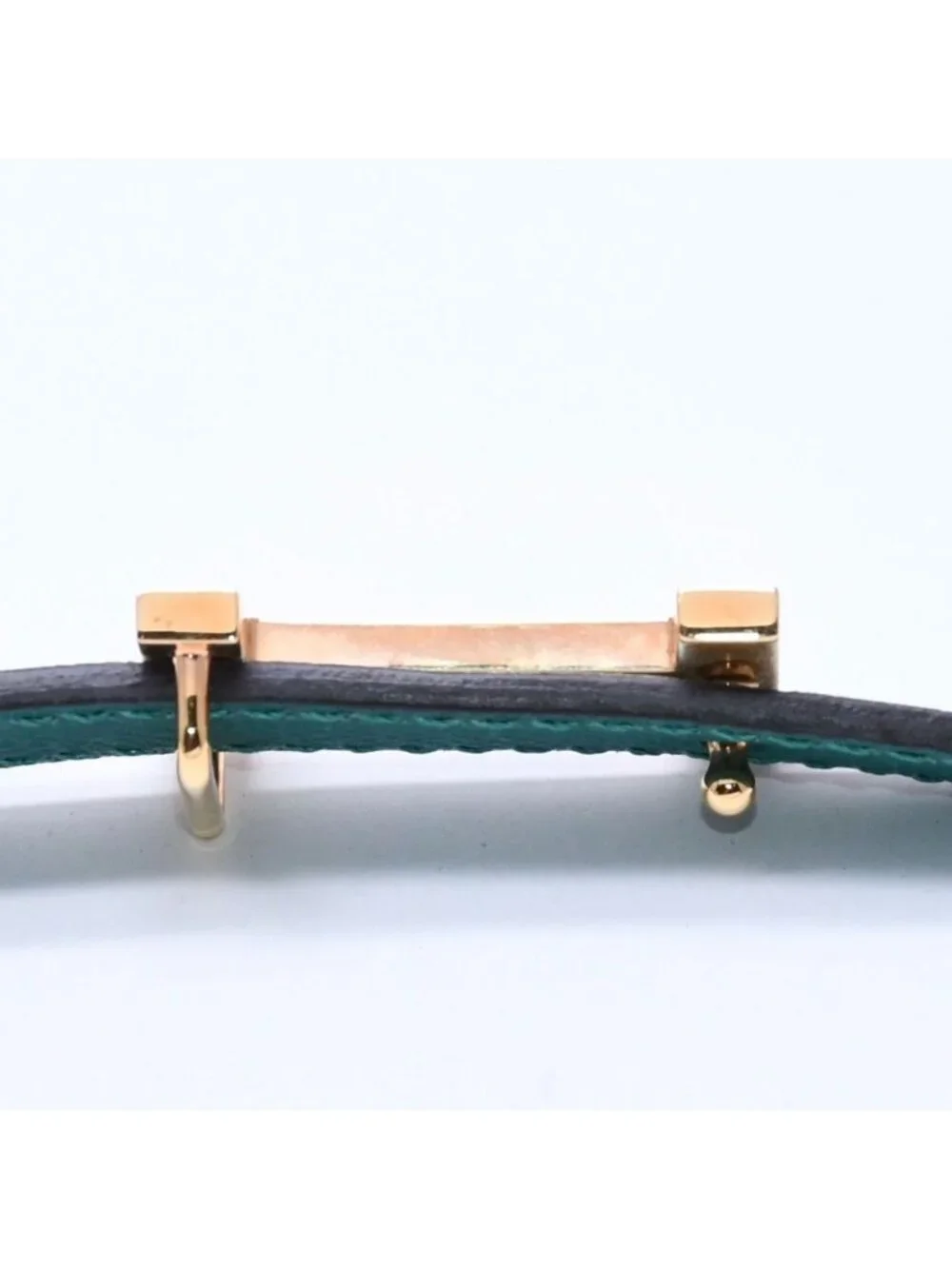 Hermes Belt Gold Leather Reversible Emerald Green